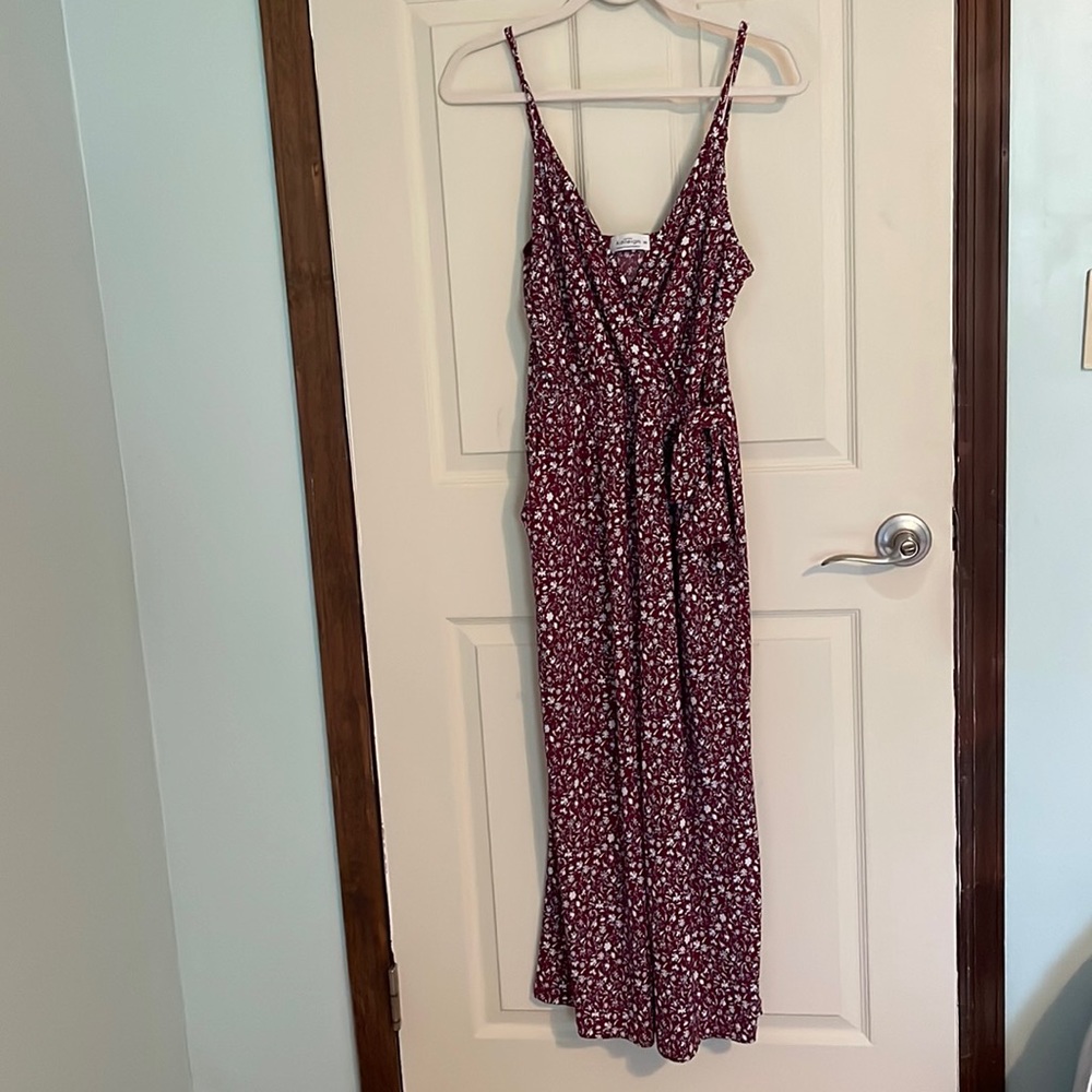 Kaileigh burgundy & white jumpsuit
